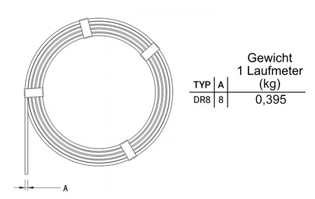 Blitzschutz Ableitung Runddraht Stahl verzinkt FI8 Blitzschutzleitung 24,5KG DR 8 OC