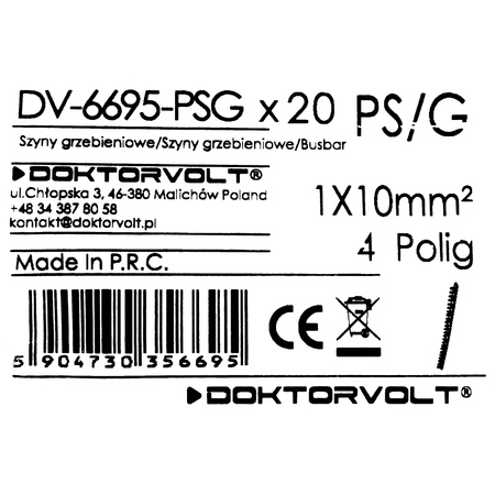 Phasenschiene 1P Gabel 4-polig 10mm2 PS/G Schiene Sammelschiene 63A DV-6695-PSG