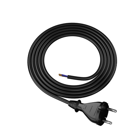Anschlusskabel 2m mit geradem Stecker TYP E 230V 16A 2×1,5 mm² H05RR-F PP-21 Schwarz W-97192