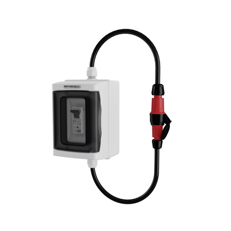 Adapter 230V Stecker auf 230V Kupplung mit Sicherung C16 1P Doktorvolt DV-2513-AZ-230V