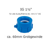 IBC Adaper S60x6 mit 1 1/2" IG für Auslaufhahn Kappe für Regenwassertank Bradas IBCS60F-F112