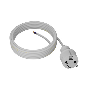 Anschlusskabel 5m IP44 mit geradem Stecker 250V 16A 3x1 mm² H05VV-F PP-40H Weiß W-98377