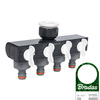 4 Wege-Verteiler Wasserverteiler Schlauchverteiler Regelbar für 1" Hahn mit 3/4" Adapter BRADAS WL-3033