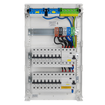 Sicherungskasten Aufputz Verteilerkasten 3-reihig 36 Module 14xMCB 2xRCCB VDE verdrahtet Verteilerschrank mit Sicherungen 515x305x96,5mm Hager Hohlwand Verteiler Abzweigklemmen Doktorvolt  DV-6333-NT