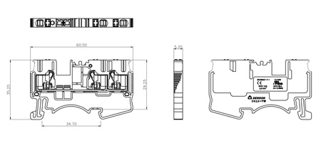 Reihenklemme 2.5mm2 3 Leiter Durchgangsklemme 1P Schwarz UL DS2.5-TW-01P-13-00A(