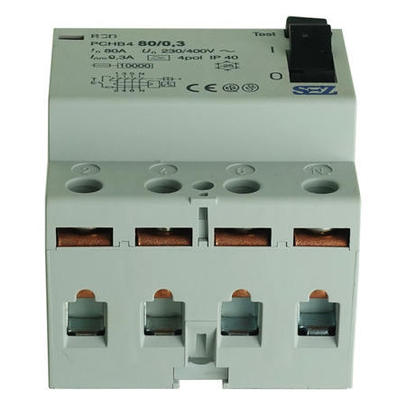 Fehlerstromschutzschalter FI-Schalter 80A 300mA 4P RCD SEZ PCHB4 80/0,3