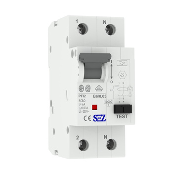 SEZ FI/LS B6 30mA 2p 10kA RCBO FI/LS-Schalter Kombi Schalter SEZ 0090610