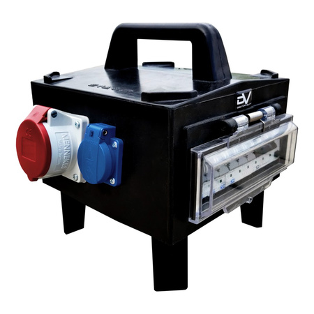 Baustromverteiler 16A/32A FI und LS Schalter Stromverteiler Gummigehäuse Schuko IP54 Doktorvolt BAGU-S/FI DV-4654-D