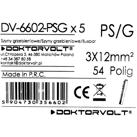 3P Phasenschiene Gabel 54-polig 12mm² PS/G Schiene Sammelschiene 80A DV-6602-PSG