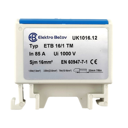 Hauptleitungsklemme Anschlussklemme ETB 16/1 Al/Cu Universalklemme elektroinstallation 2 Löcher Elektro Becov UK1016.12