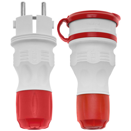 Anschlussset mit Stecker WT-54 und Kupplung GN-44 250V Schuko grau-rot W-98863