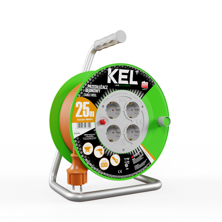 Kabeltrommel 25m 4 Steckdosen 230V 16A Schuko 3680 W W-97540