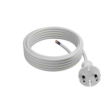 Anschlusskabel 5m mit geradem Stecker TYP E 230V 16A 2×1 mm² H05VV-F PP-21 Weiß W-98343