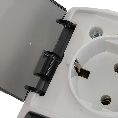 Doppel Aufputz Steckdose mit Rauchklappe Weiß Schuko ViPlast IP44 182-51