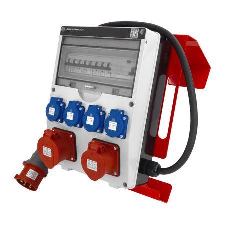 Baustromverteiler 16A 32A CEE 4x230V mit Hängeständer und Stecker mit Kabel  TGD-S/FI Stromverteiler Wandverteiler mit VDE Sicherungen Doktorvolt DV-6067-D