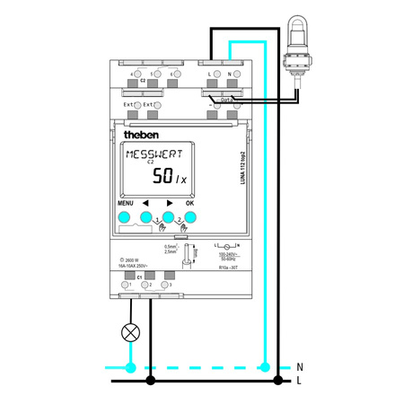 Theben Dämmerungsschalter 2 Kanal LUNA 112 TOP2 AL TH-1120100-W