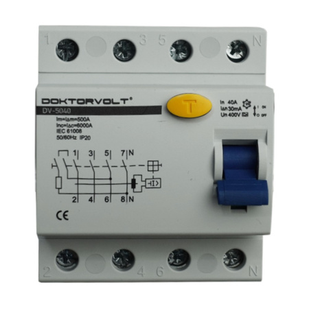 Fehlerstromschutzschalter 4P 40A 30mA Typ A FI-Schalter Doktorvolt DV-5040
