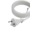 Anschlusskabel 5m mit geradem Stecker TYP E 230V 16A 2×1 mm² H05VV-F PP-21 Weiß W-98343