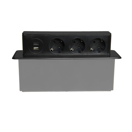 Möbelsteckdose mit 3x 230V Schuko 1x USB-A 1x USB-C Anschluss W-7 W-72015