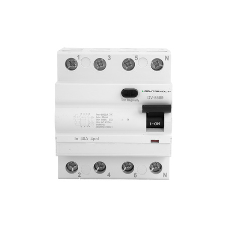 Fehlerstromschutzschalter RCCB 6kA 4P 40A 30mA typ AC Doktorvolt FI-Schalter DV-5589