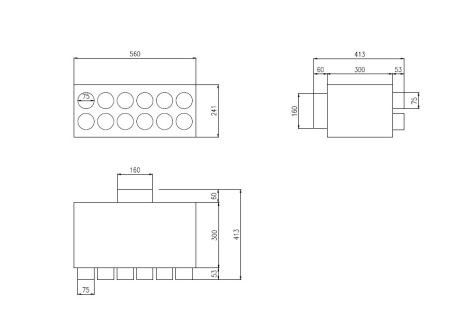 Lüftungsverteiler Verteilerkasten 12x75 Ø160 Wohnraumlüftung Luftverteiler E-KRT-12x75/160-OC