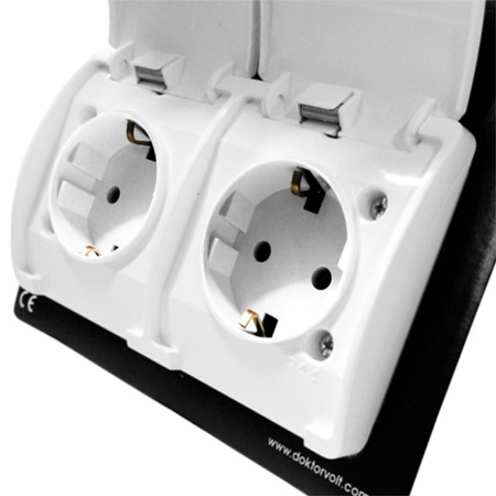 2-fach Steckdose Schuko IP44 Schukodose Doppelsteckdose mit Klappdeckel weiß 182-01-DRV