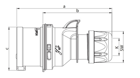 CEE Stecker 32A 400V 5P IP44 PCE Typ SHARK 025-6