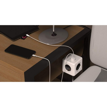 Allocacoc Mehrfachsteckdose PowerCube Extended 4x250V Schuko 2xUSB Steckdosenleiste 1,5 m 1402GN/DEEUPC