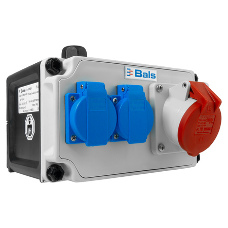 Baustromverteiler 2x16A 230V Schuko 1x16A CEE IP44 BALS ohne Sicherungen BL89004