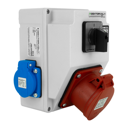 Wandverteiler 16A 2x230V mit Nockenschalter IP44 Stromverteiler Komplett Verdrahtet Doktorvolt DV-5220-D