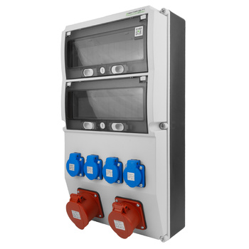 Baustromverteiler 16A 32A CEE 4x230V typ E Stromverteiler mit 26 Module Revisionsfenster Doktorvolt DV-5312-F