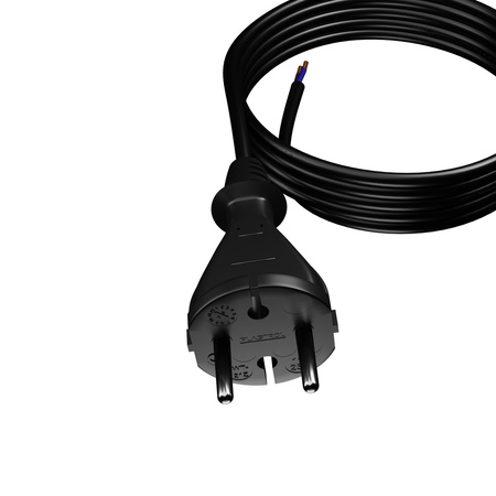Anschlusskabel 4m mit geradem Stecker TYP E 230V 16A 2×1 mm² H05RR-F PP-21 Schwarz W-97189