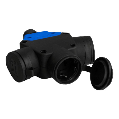 Einphasige Dreifach 3-fach Schuko Kupplung Schutzkontakt Steckdose Verteiler 230V IP44 TpE 3101-314-0300