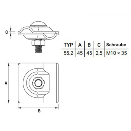 OC Kreuz-Erdungsverbinder 1-Loch 2,5mm 55.2 OC