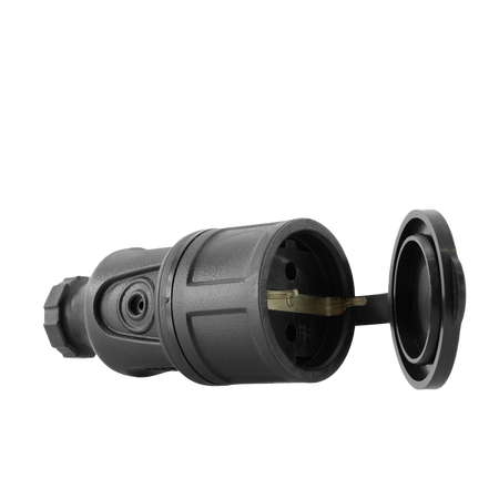 Schutzkontakt-Steckdose 230V Schuko 2P+Z IP44 16A mit Erdung schwarz W-89996