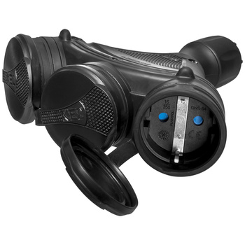 Dreifach-Steckdose Schuko IP44 3×2P+E 16A Schwarz 250V GN-X3/44S EXTREM W-01166