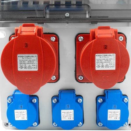 Baustromverteiler 16A 32A CEE 3x230V Stromverteiler mit Griff FI+LS-Schalter Wandverteiler Doktorvolt DV-8126-F