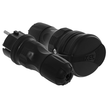 Anschlussset mit Stecker WT-54 und Kupplung GN-44 250V Schuko schwarz W-98861