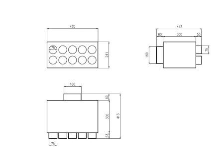 Lüftungsverteiler Verteilerkasten 10x75 Ø160 Wohnraumlüftung Luftverteiler E-KRT-10x75/160-OC