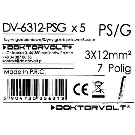 3P Phasenschiene Gabel 7-polig 12mmq PS/G Schiene Sammelschiene Schteiner DV-6312-PSG