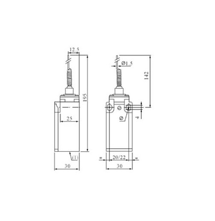 Positionsschalter Endschalter mit Federstange 1NC/1NO Dreharm Feder flexibel XBS MVGK-106