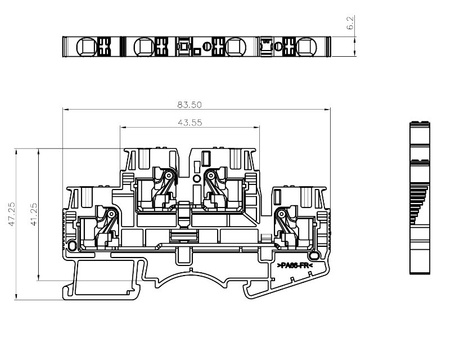 Reihenklemme 4mm2 4 Leiter Doppelstockklemme Etagenklemme Schwarz DSKK4-01P-13-00A(H)