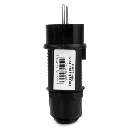 Elektrischer Stecker UPS mit Kabelverschraubung 16A TYP E IP44 250V TPE 3101-701-0300
