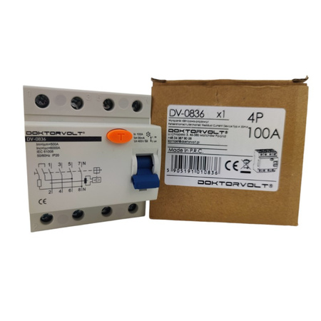 Doktorvolt Fehlerstromschutzschalter Typ A 30mA 100A 4P RCD DV-0836