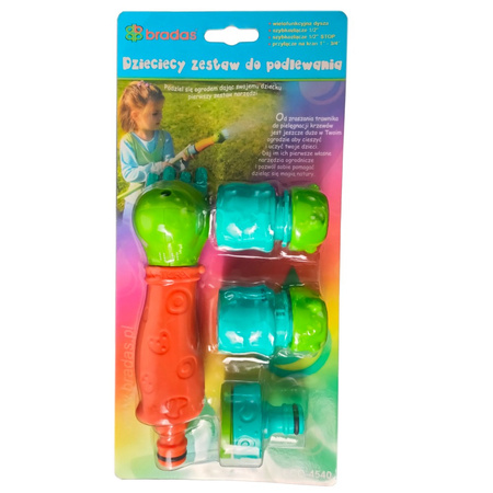 Bradas Bewässerungsset für Kinder BLACK LINE für 1/2" oder 5/8" Schlauch Multifunktionsdüse + Systemteile ECO-4540