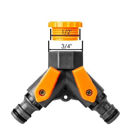 2-Wege Verteiler Y Hahnanschluss Schlauchverteiler für Wasserschlauch regelbar GOLD LINE BRADAS 5381