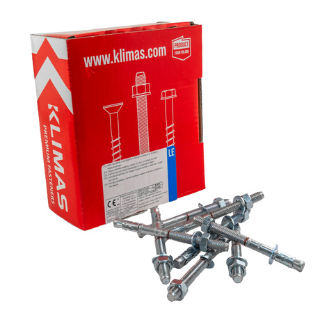 Bolzenanker 8x95mm Schwerlastanker mit Mutter und Unterlegscheibe Schwerlastdübel Stahlanker verzinkt 50 Stück Klimas LE-ZN-08095