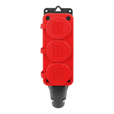 Steckdosenleiste Mehrfachsteckdose 3-fach Aussen Schuko rot 3101-308-1600