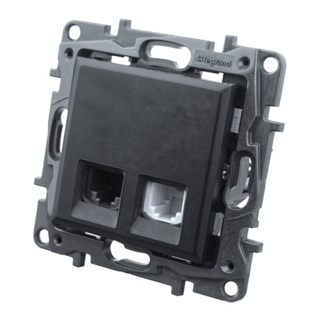 Computersteckdose RJ45 + Telefonsteckdose RJ11 schwarz Niloe Step 863556