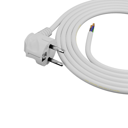 Anschlusskabel 1,5m mit Winkelstecker Uni-Schuko 250V 16A 3x1,5 mm² OMY PP-50 Weiß W-97177